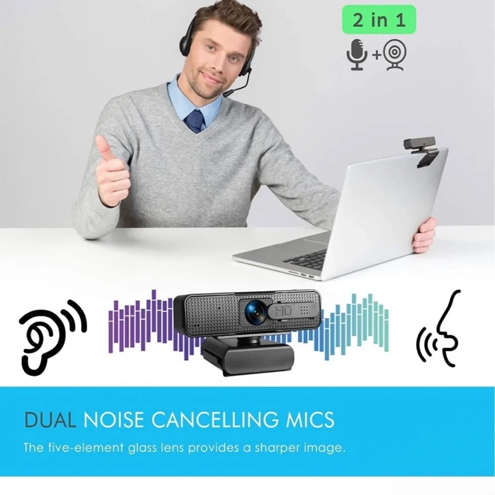 HD Black Webcam with Adjustable Stand